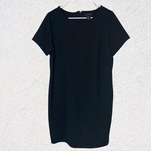 TAHARI Stretch Sheath Dress Cap Sleeve Knee Length Black Women 14 Timeless Basic